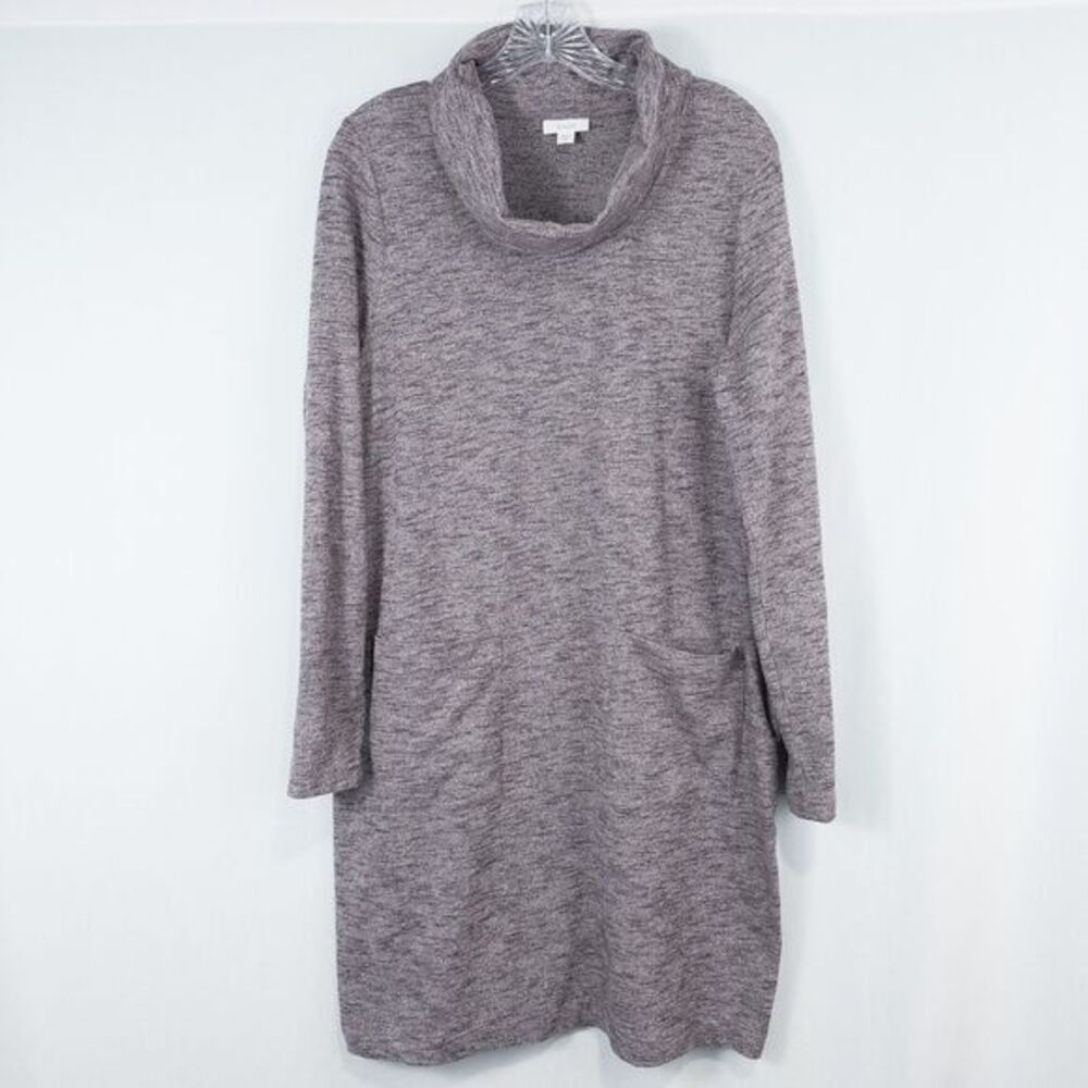 J Jill Pure Jill Marled‎ Cowl Neck Dress Tunic Womens Medium Tall Purple Pockets